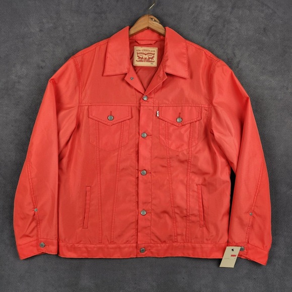 Levi's Other - Levis Trucker Jacket Mens XXL Orange Polyester Utility Lightweight Unlined
